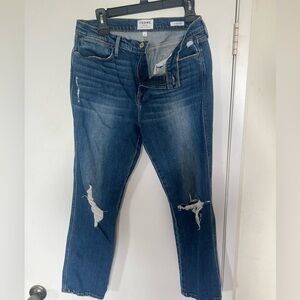 Frame Denim Women's Ripped Dark Blue Skinny Jeans